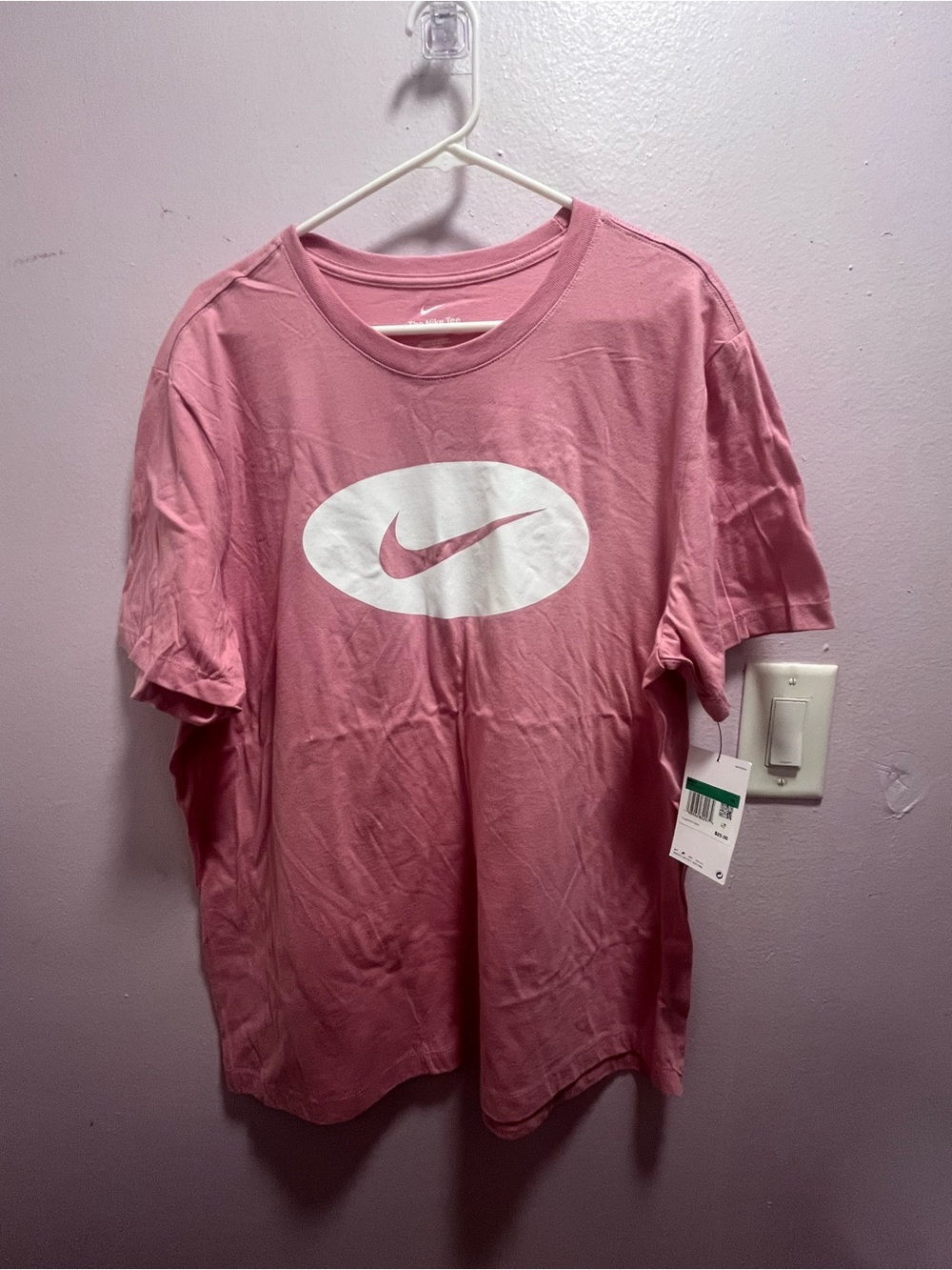Nike Pink Short Sleeve Tee with White Oval and Pink Swoosh